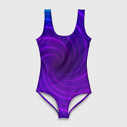 Купальник-боди 3D женский Фиолетовая спираль, цвет: 3D-принт
