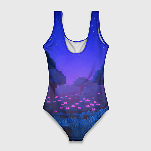 Женский купальник-боди Ночной лес Minecraft с сердечком луной / 3D-принт – фото 2