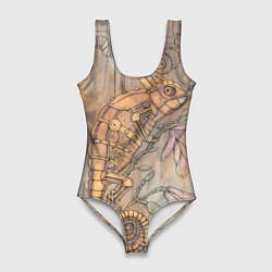 Купальник-боди 3D женский Стимпанк механический киберхамелеон, цвет: 3D-принт