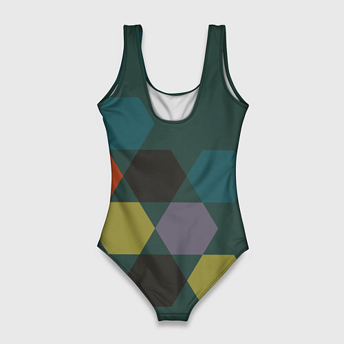 Женский купальник-боди Кластер зеленая ночь / 3D-принт – фото 2