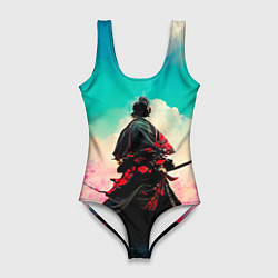 Женский купальник-боди Самурай и сакура
