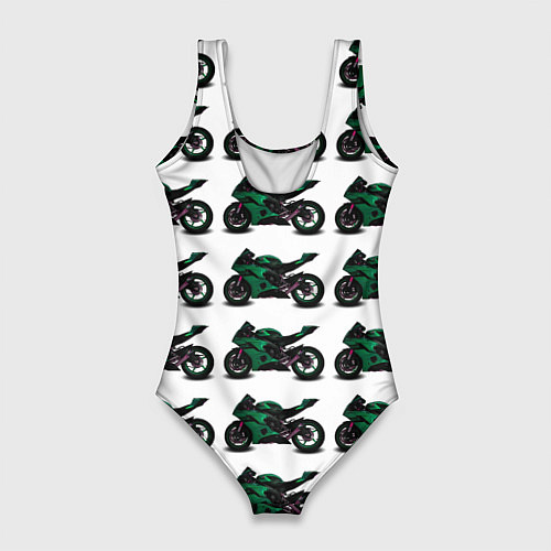 Женский купальник-боди Motorbike dark green / 3D-принт – фото 2