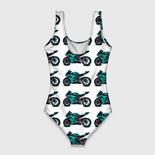 Женский купальник-боди Motorbike light blue / 3D-принт – фото 2