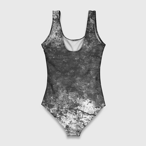 Женский купальник-боди Абстракция - grey and white wall with cracks / 3D-принт – фото 2