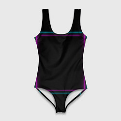 Купальник-боди 3D женский Neon pink light blue, цвет: 3D-принт