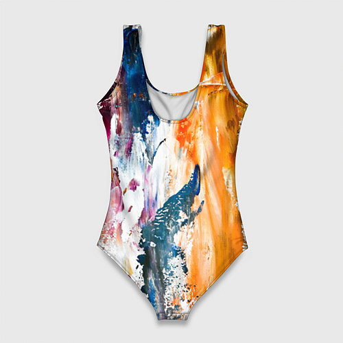 Женский купальник-боди Разноцветные мазки кисти на палитре художника / 3D-принт – фото 2
