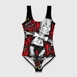 Купальник-боди 3D женский Барт в татуировках, цвет: 3D-принт