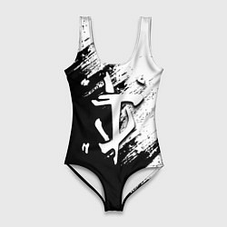 Женский купальник-боди Doom штрихи красок черные