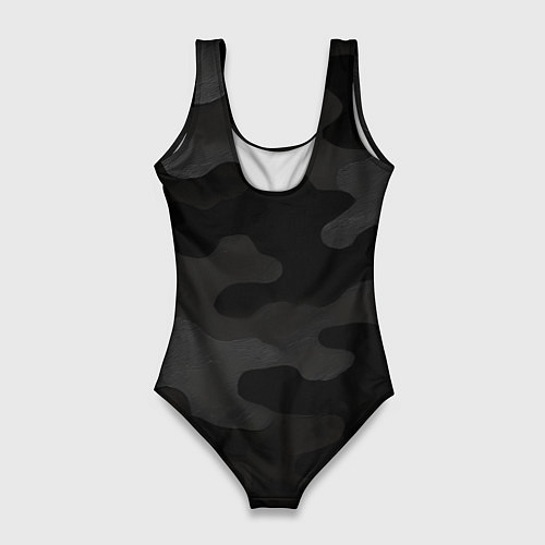 Женский купальник-боди Черно-серая текстура камуфляжа / 3D-принт – фото 2