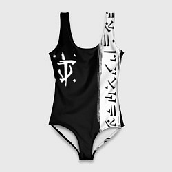 Купальник-боди 3D женский Doom символы марса, цвет: 3D-принт