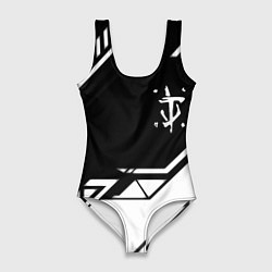 Купальник-боди 3D женский Doom geometry black, цвет: 3D-принт