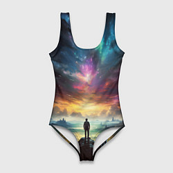 Купальник-боди 3D женский Shocking the cosmos, цвет: 3D-принт