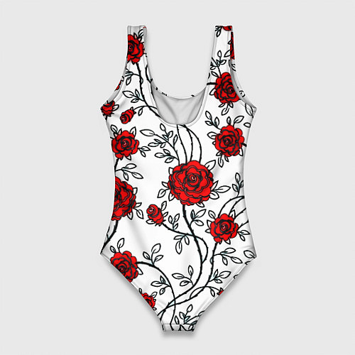 Женский купальник-боди Doom розы / 3D-принт – фото 2