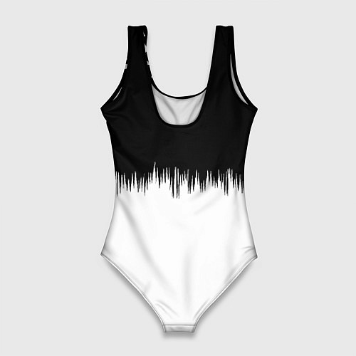 Женский купальник-боди Doom краски черно белый / 3D-принт – фото 2
