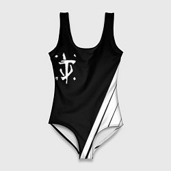 Женский купальник-боди Doom white geometry