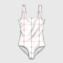 Купальник-боди 3D женский Color white red crosses, цвет: 3D-принт
