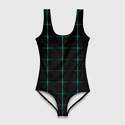 Купальник-боди 3D женский Color black blue crosses, цвет: 3D-принт