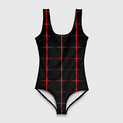 Купальник-боди 3D женский Color black red crosses, цвет: 3D-принт