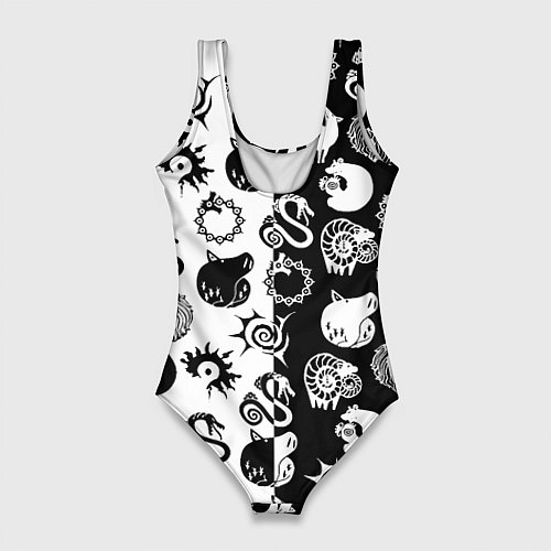 Женский купальник-боди Doom anime black pattern / 3D-принт – фото 2