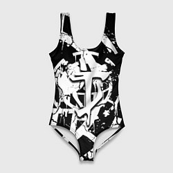 Купальник-боди 3D женский Doom smile game, цвет: 3D-принт