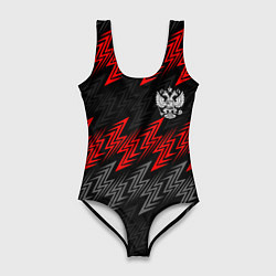 Купальник-боди 3D женский Униформа России - красный, цвет: 3D-принт