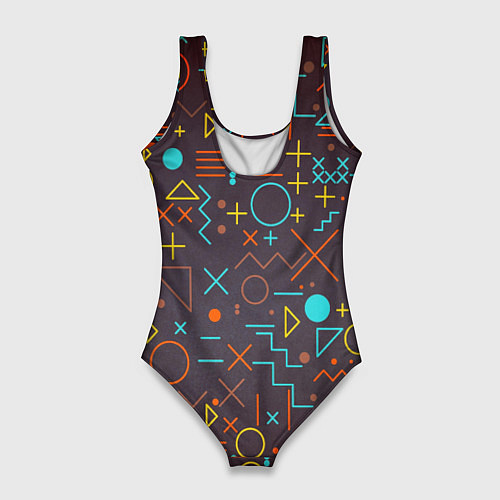 Женский купальник-боди Different shapes of geometry / 3D-принт – фото 2