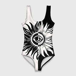 Женский купальник-боди Солнце черно-белое
