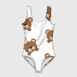 Купальник-боди 3D женский Мордашка мишки, цвет: 3D-принт
