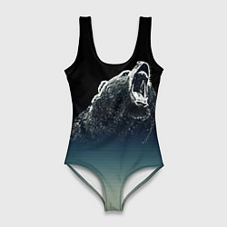 Купальник-боди 3D женский Бурый в гневе - градиент, цвет: 3D-принт