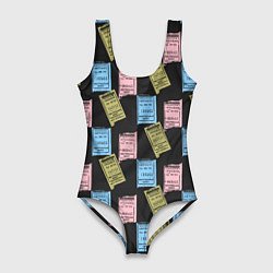 Купальник-боди 3D женский Советские билеты транспорта, цвет: 3D-принт