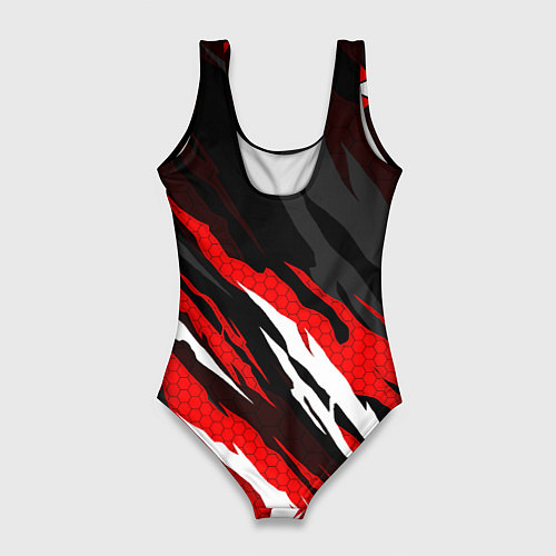 Женский купальник-боди Umbrella - красное пламя / 3D-принт – фото 2