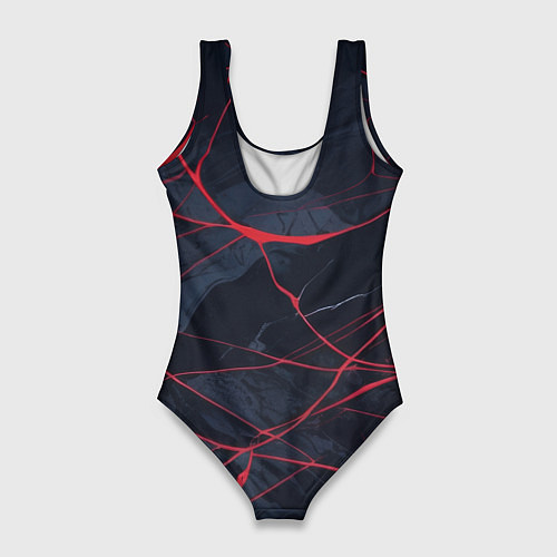 Женский купальник-боди Мраморные узоры из переплетений красных линий / 3D-принт – фото 2