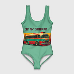 Женский купальник-боди Ретро автобус ЗИЛ 158ВРА1 поп-арт
