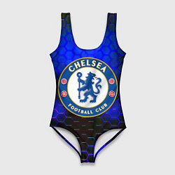 Купальник-боди 3D женский Chelsea соты неоновые, цвет: 3D-принт