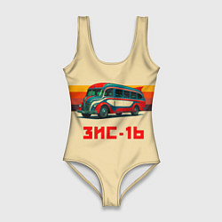 Женский купальник-боди Ретро автобус ЗИС-16 поп-арт
