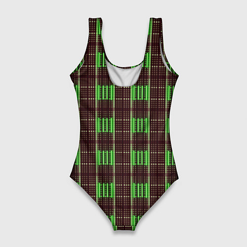 Женский купальник-боди Neon color black and green stripes / 3D-принт – фото 2