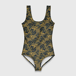 Женский купальник-боди Геометрический узор с растениями - паттерны