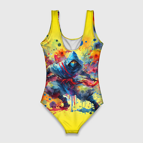 Женский купальник-боди Japanese cool ninja - watercolor fantasy / 3D-принт – фото 2