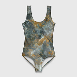 Женский купальник-боди Абстракция - strokes of gold paint on a gray backg