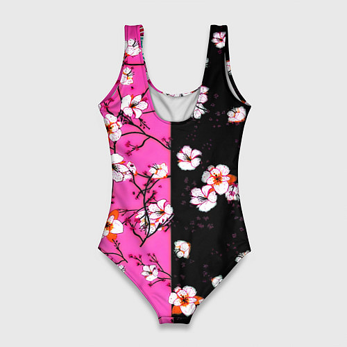 Женский купальник-боди Liverpool весенние цветы / 3D-принт – фото 2