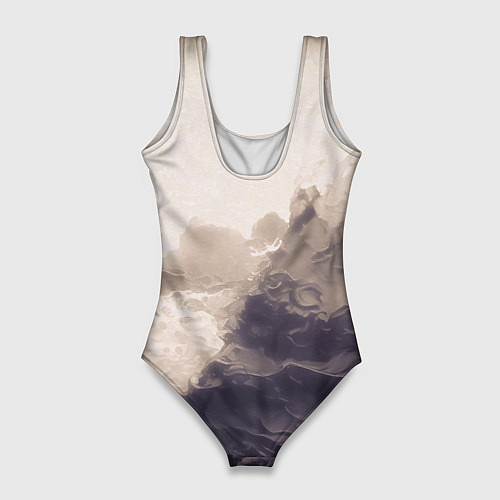 Женский купальник-боди Сепия абстрактная горная река / 3D-принт – фото 2