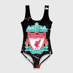 Купальник-боди 3D женский Liverpool штрихи красок, цвет: 3D-принт