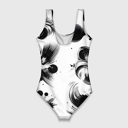 Женский купальник-боди Чёрно-белая абстракция нейроарт / 3D-принт – фото 2