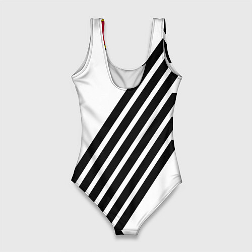 Женский купальник-боди Barcelona черно белые полосы / 3D-принт – фото 2