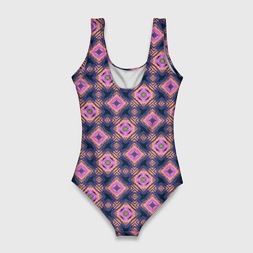 Женский купальник-боди Фиолетово-розовый геометрический паттерн / 3D-принт – фото 2