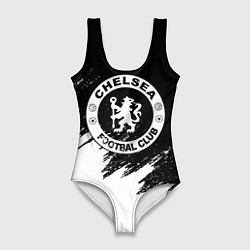 Купальник-боди 3D женский Чели белые краски текстура, цвет: 3D-принт