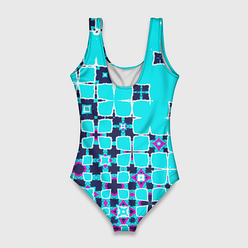 Женский купальник-боди Геометрическая метаморфоза на бирюзе / 3D-принт – фото 2