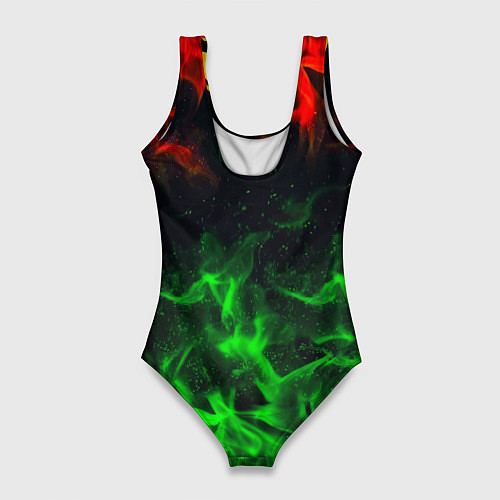 Женский купальник-боди Borussia красно зеленый огонь / 3D-принт – фото 2