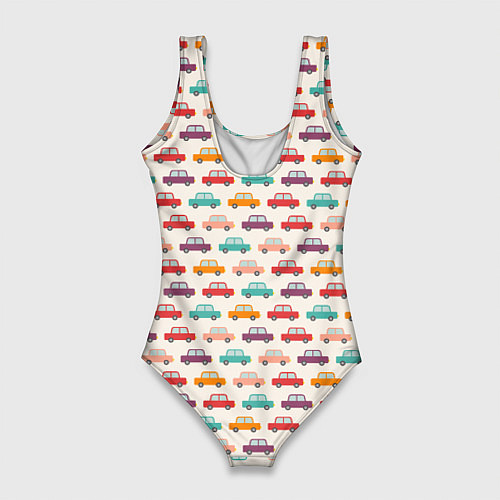 Женский купальник-боди Цветные машинки паттерн / 3D-принт – фото 2