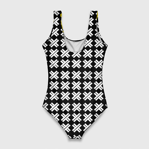 Женский купальник-боди Borussia pattern geometry / 3D-принт – фото 2